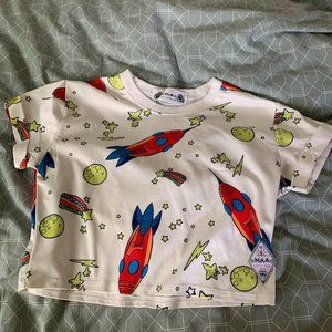 Rocketship & stars crop top